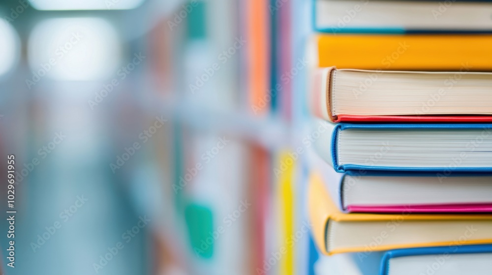 Various stacks of books are arranged neatly on shelves, inviting visitors to explore and discover knowledge in a quiet library space Various stacks of books are arranged neatly on shelves, inviting visitors to explore and discover knowledge in a quiet library space