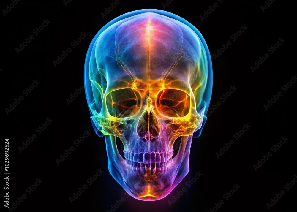 Aerial X-ray Skull Imaging in Medical Healthcare with Black Copy Space for Enhanced Visual Impact Aerial X-ray Skull Imaging in Medical Healthcare with Black Copy Space for Enhanced Visual Impact