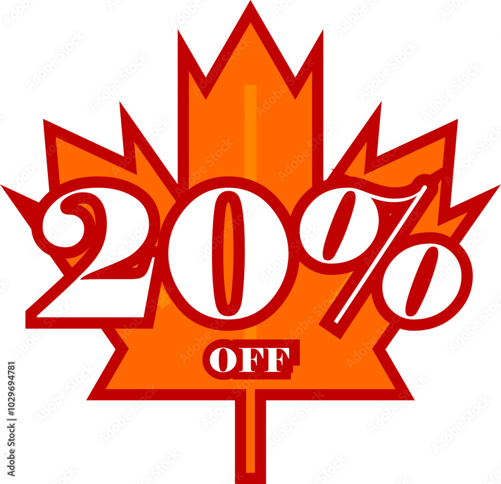Fototapeta premium Twenty Percent Discount Fall Sale Vector