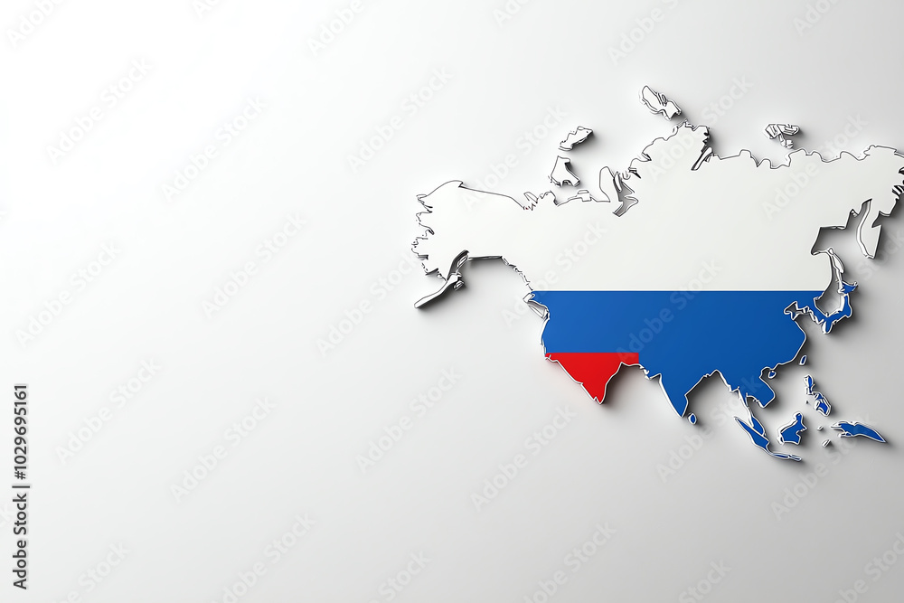 Fototapeta premium Map of Russia with colors, white isolate background