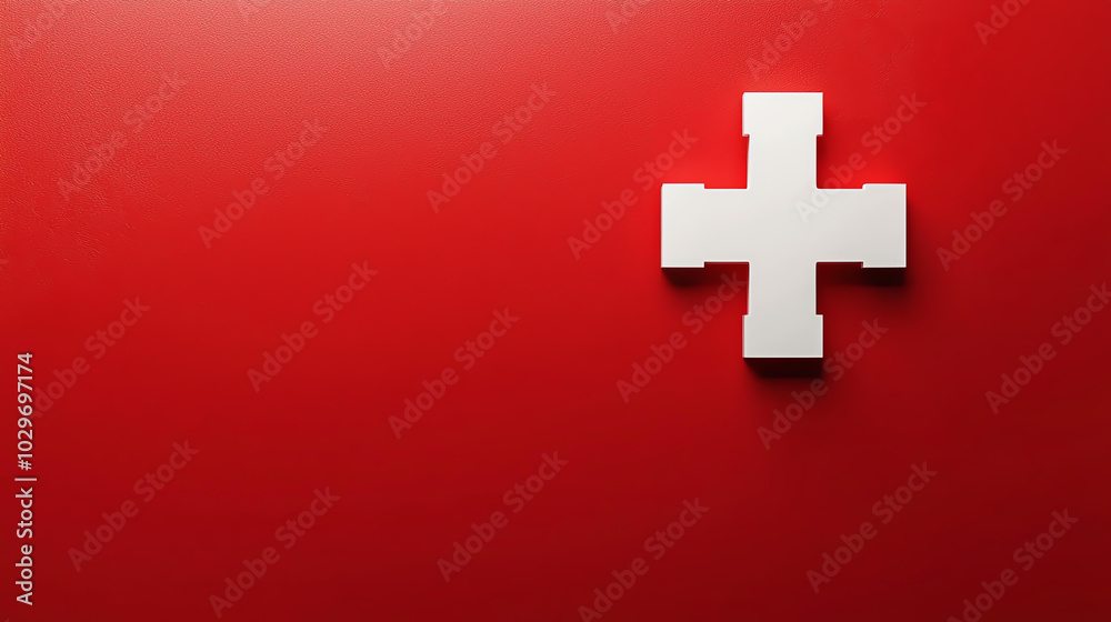 Fototapeta premium Swiss cross on red background
