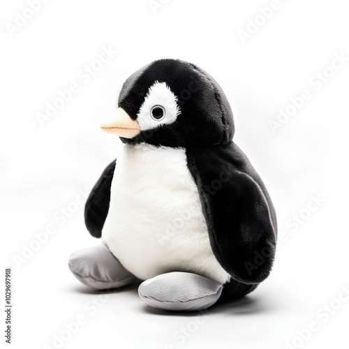 Cute little penguin isolated on white background. Studio shot. photo