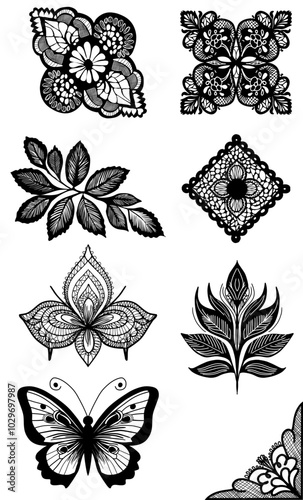 Set of lace corners and design elements