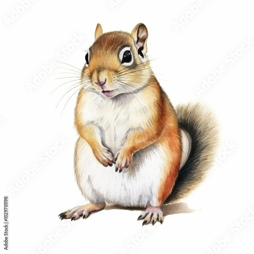 Cute Squirrel Illustration with Big Eyes - Woodland Animal Art Perfect for Children's Books and Posters