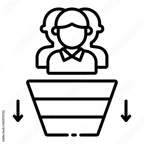 Customer funneling icon representing lead conversion and marketing strategy for sales