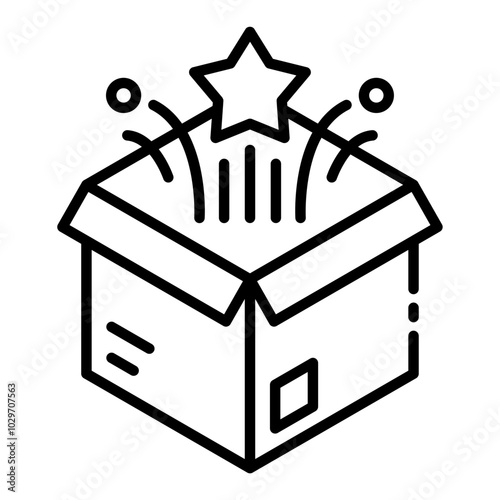Surprise box for product launch icon representing new product release and marketing strategy
