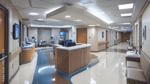 Emergency room layout featuring efficient design, modern medical technology, and bright lighting