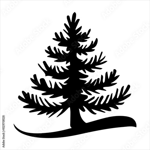 Christmas tree vector art silhouette logo design icon black and white, Christmas tree silhouette 