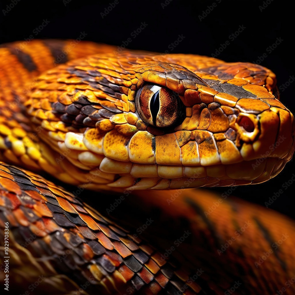 the AI Image Generator, Coiled snake revealing shimmering golden eyes amidst the AI Image Generator, Coiled snake revealing shimmering golden eyes amidst