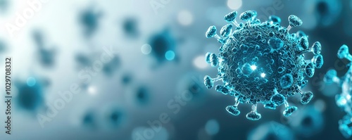 Close-up of virus particles, white isolate background.
