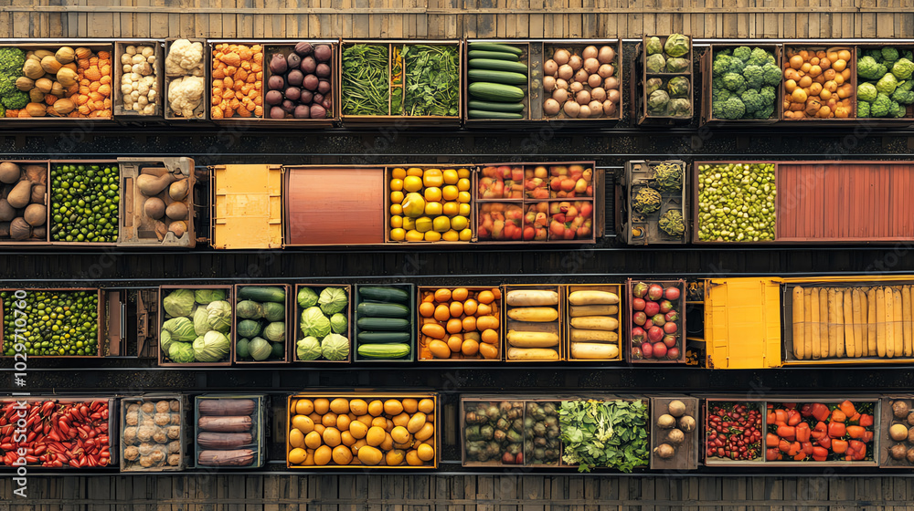 custom made wallpaper toronto digitalA highangle view of a refrigerated cargo train, transporting perishable goods like fruits and vegetables across the country