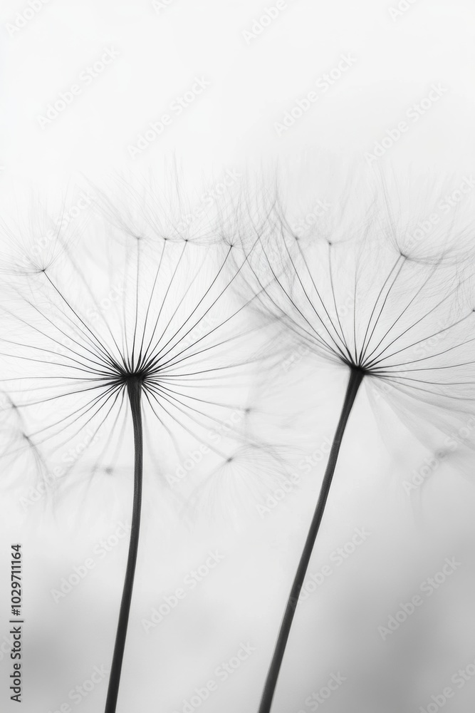 Obraz premium Delicate dandelion seeds glisten softly in gentle light, highlighting intricate details and fragile beauty of nature's design