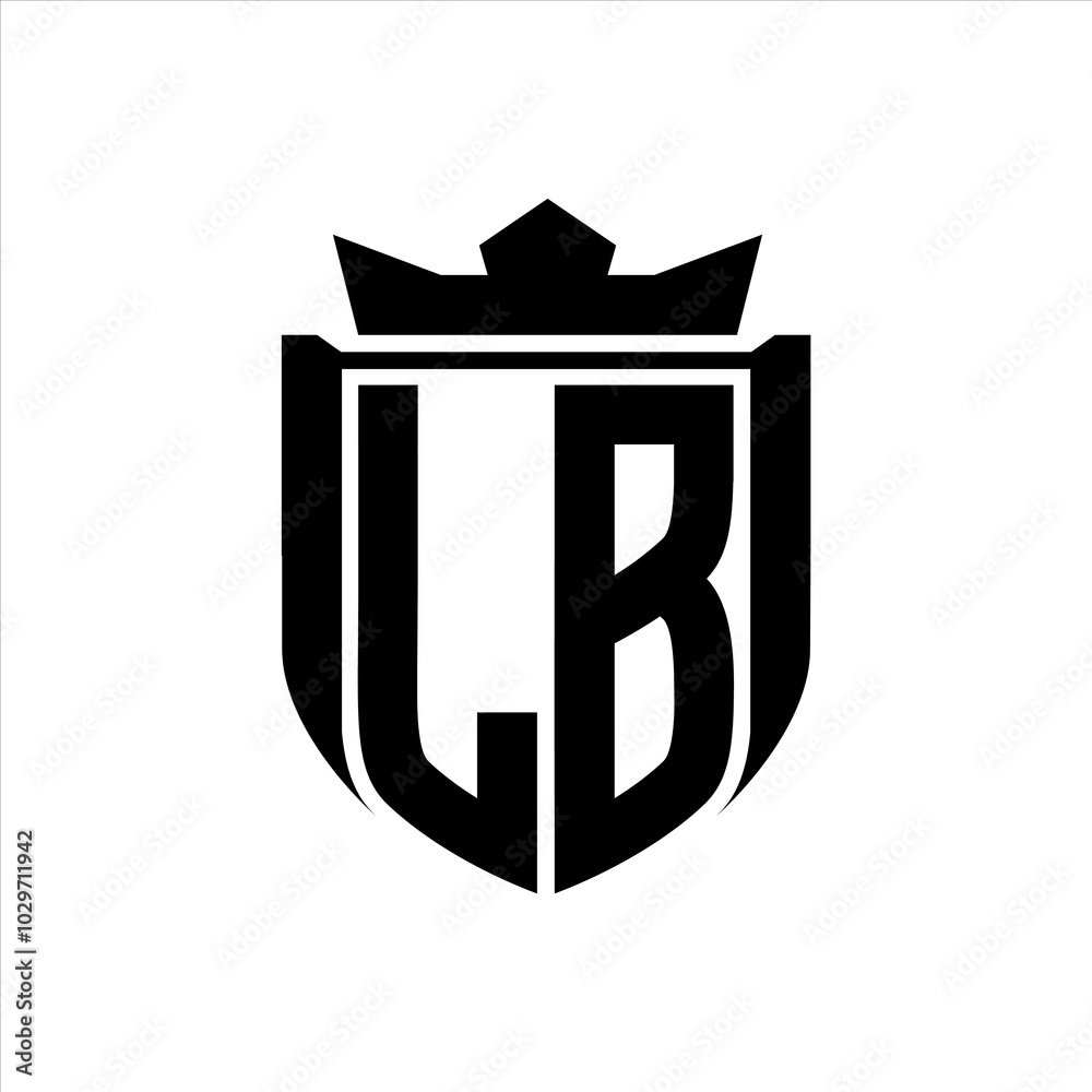 LB Logo with shield shape inside shield badge crown on white background template design LB Logo with shield shape inside shield badge crown on white background template design