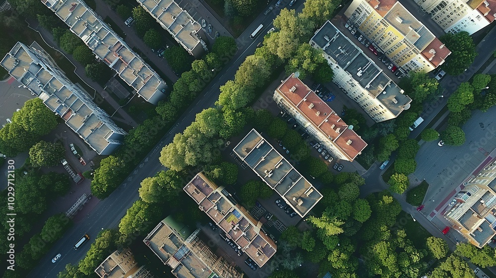 Obraz premium Expansive City View: Aerial Scene Showcasing Urban Structures