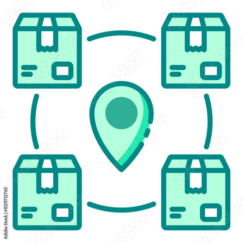 Product positioning icon representing package location and marketing strategy for target placement