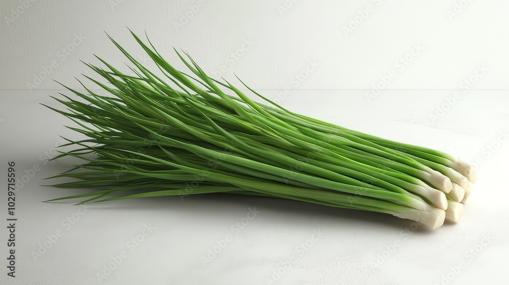 A bunch of fresh lemongrass stalks isolated on a white background. Perfect for adding a citrusy flavor to Asian cuisine. A bunch of fresh lemongrass stalks isolated on a white background. Perfect for adding a citrusy flavor to Asian cuisine.
