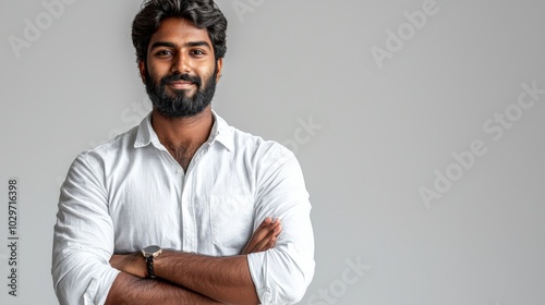 Confident Man with Folded Arms and Smile