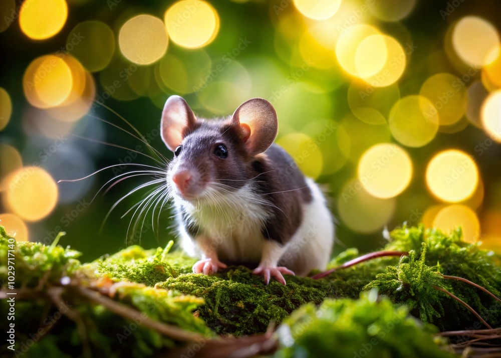 Black and White Mouse with Beautiful Bokeh Effect for Nature and Wildlife Photography Black and White Mouse with Beautiful Bokeh Effect for Nature and Wildlife Photography