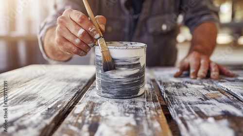 Man Painting with White Paint