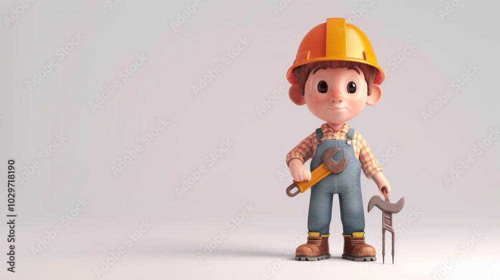 Cute Cartoon Construction Worker Cute Cartoon Construction Worker