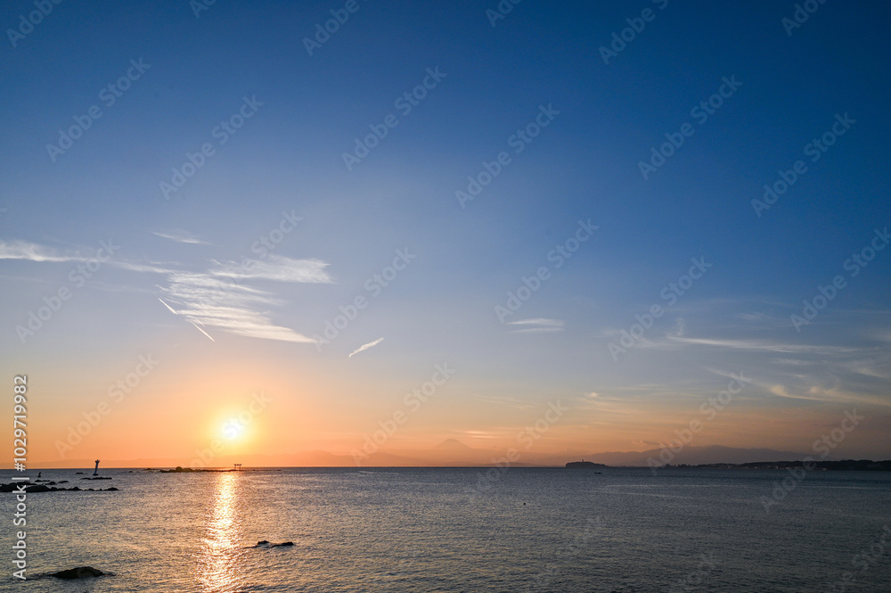 神奈川県葉山町森戸海岸からの夕日 神奈川県葉山町森戸海岸からの夕日