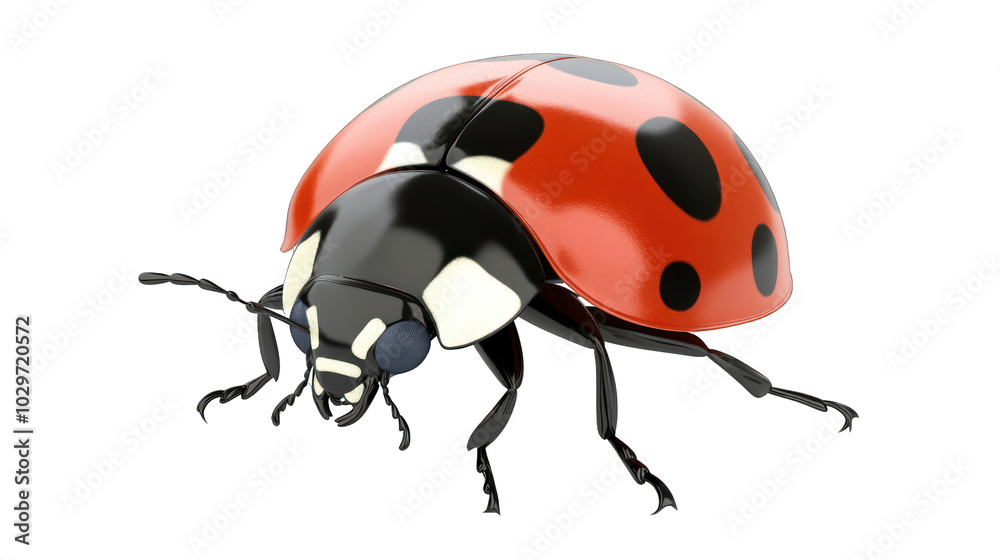 view of a ladybug with bright red wings and black spots view of a ladybug with bright red wings and black spots