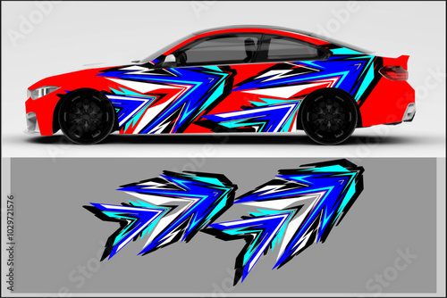 design vector wrap car with unique line pattern, decal car