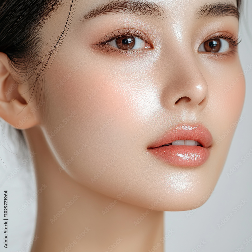 half body portrait of a beautiful asian modeling woman with healthy glowing fresh skin on a white background half body portrait of a beautiful asian modeling woman with healthy glowing fresh skin on a white background