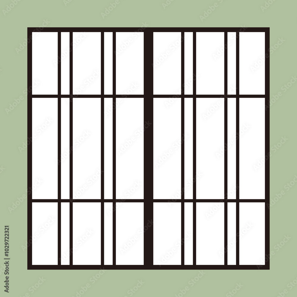 閉じた四角い障子のイラスト素材2