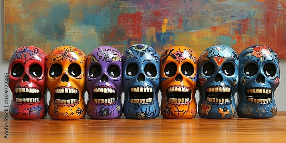 a group of skulls on a table
a group of skulls on a table