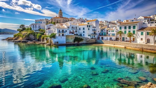 Charming coastal town in Spain known for its white-washed buildings and crystal-clear waters, Cadaques, Catalonia