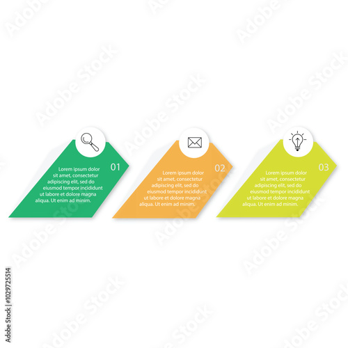 Business infographics. Process with 3 steps, options, hexagon. Vector template. stock illustration Infographic,
