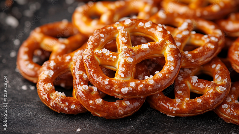 golden, crispy crackers scattered across a flat surface. Their twisted shape symbolizes unity and tradition, with a rustic texture that conveys comfort and timeless snack appeal golden, crispy crackers scattered across a flat surface. Their twisted shape symbolizes unity and tradition, with a rustic texture that conveys comfort and timeless snack appeal