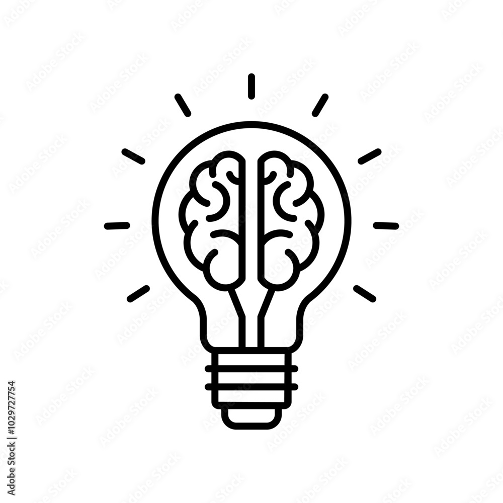 Brain icon with bulb. Light bulb idea vector illustration. Brain icon with bulb. Light bulb idea vector illustration.
