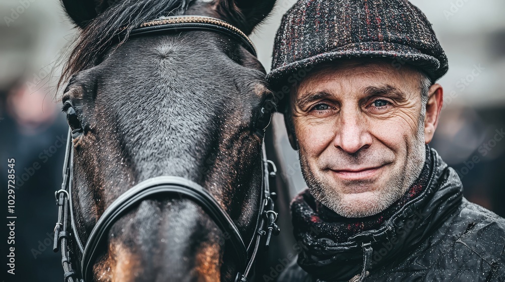 Jockey and Horse Portrait in Natural Setting Jockey and Horse Portrait in Natural Setting