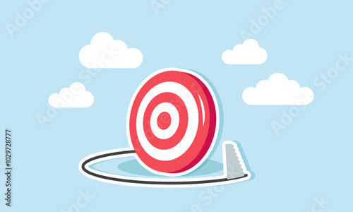 A saw cutting around a target board, illustration of eliminating unrealistic and irrelevant business targets