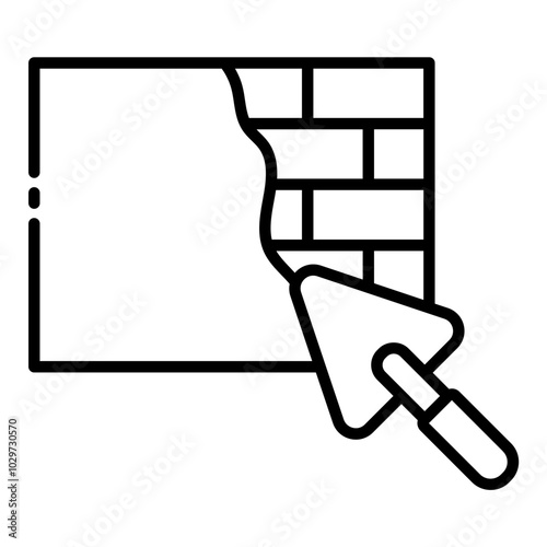 Wall repair icon with trowel tool for construction projects.