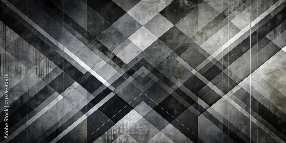 Modern abstract overlay texture with layers of black and gray material in grunge lines and random geometric shapes, abstract