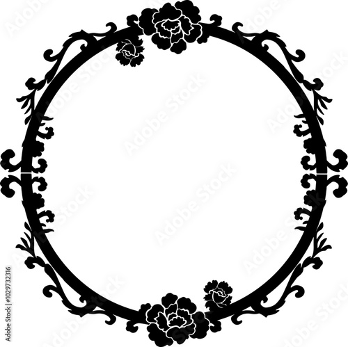 Circle victorian floral frame