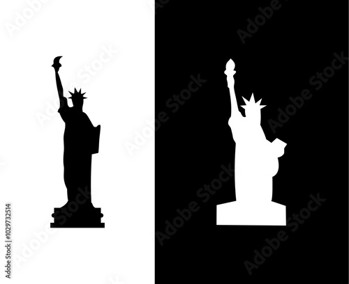 Liberty statue silhouette vector lady woman usa city design isolated