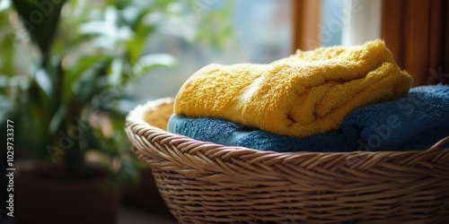 Clean Towels in a Basket