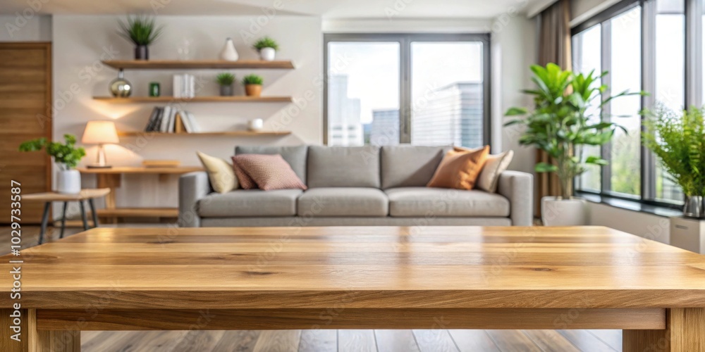 Empty wooden table in modern living room interior for product display, empty, wooden, table, modern, living room Empty wooden table in modern living room interior for product display, empty, wooden, table, modern, living room