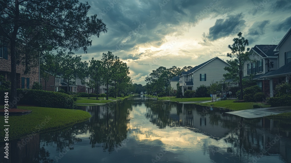 Serene View of Quiet Neighborhood Before Hurricane Serene View of Quiet Neighborhood Before Hurricane