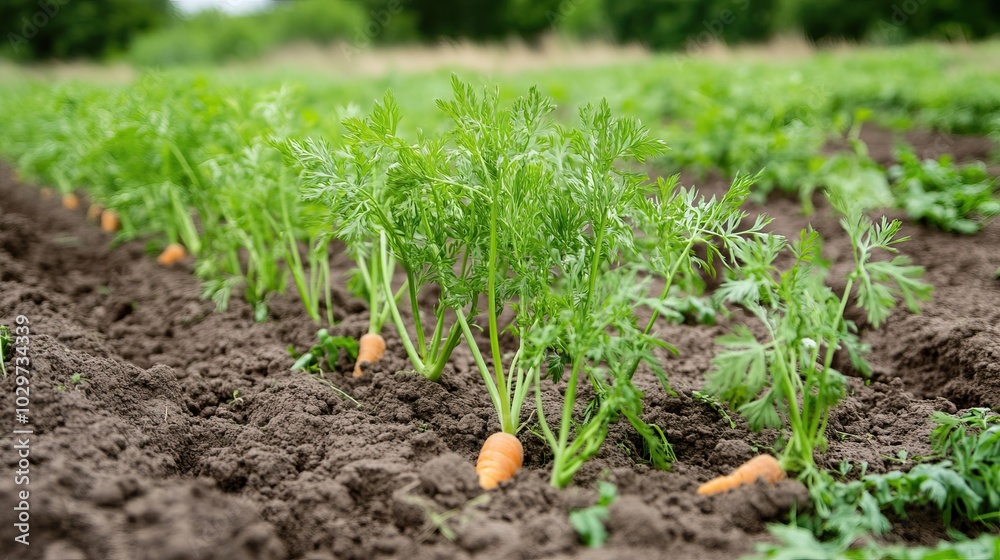 Close-up of Carrot Plants in a Garden Close-up of Carrot Plants in a Garden