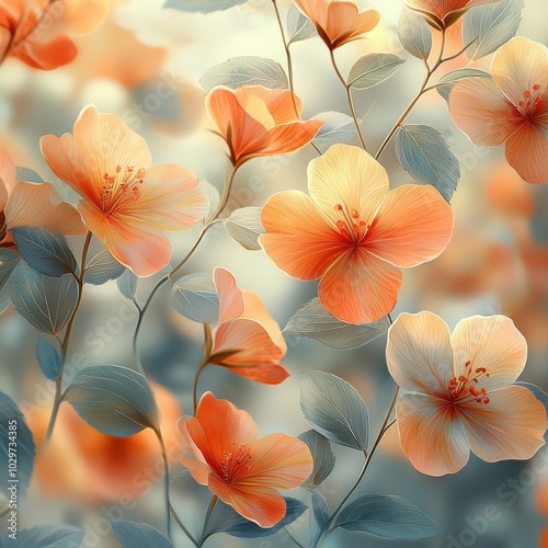 Delicate Orange Floral Background with Soft Petals