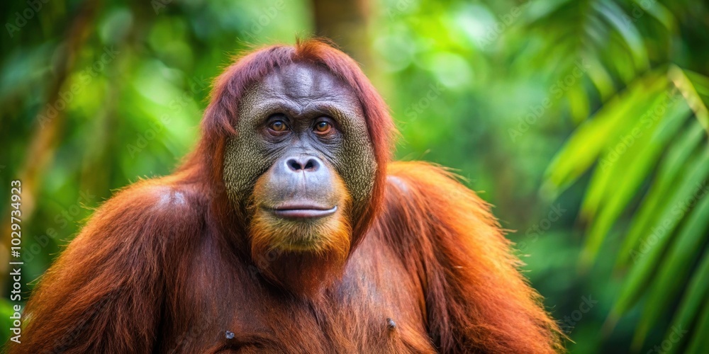 Orangutan, also known as Pongo, in its natural habitat in the rainforest, wildlife, primate, jungle Orangutan, also known as Pongo, in its natural habitat in the rainforest, wildlife, primate, jungle