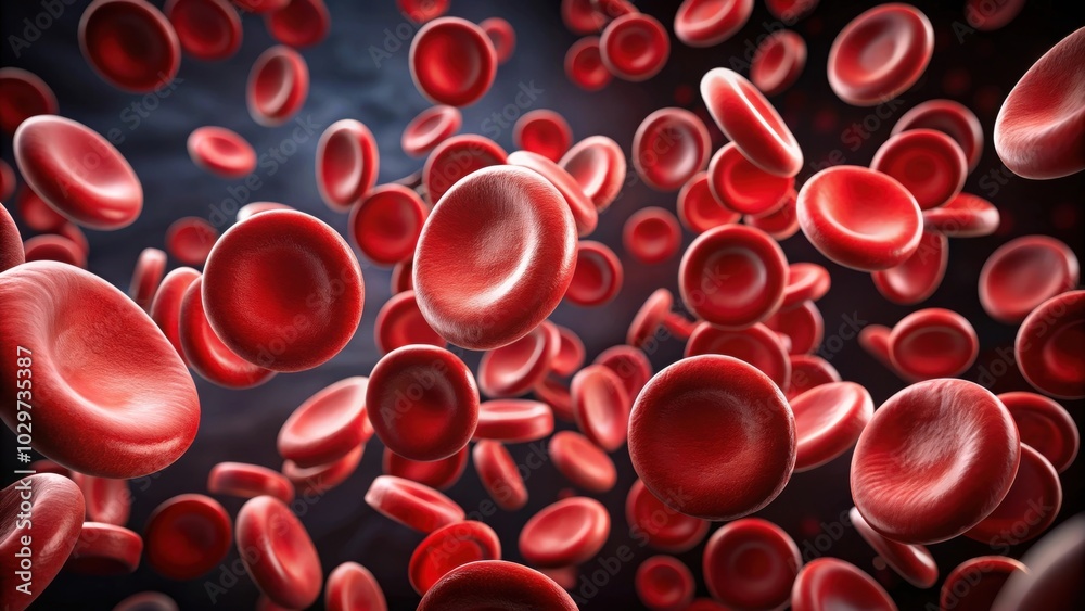 Isolated red blood cells floating on a dark background, microbiology, science, biology, cellular, organisms, research Isolated red blood cells floating on a dark background, microbiology, science, biology, cellular, organisms, research