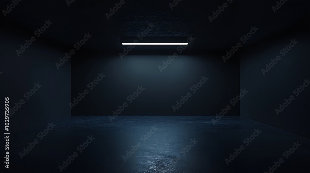 Dark empty room with lights on the wall Dark empty room with lights on the wall