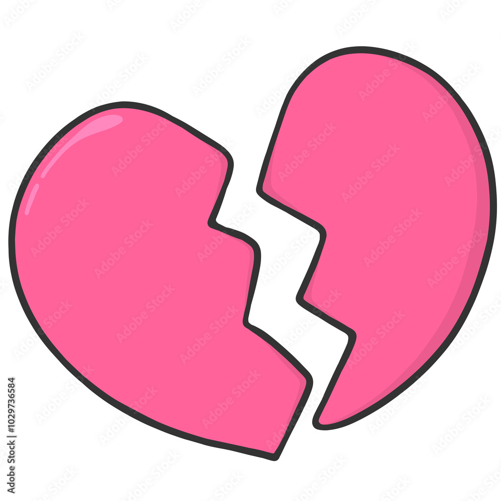 black outline pink broken heart icon black outline pink broken heart icon