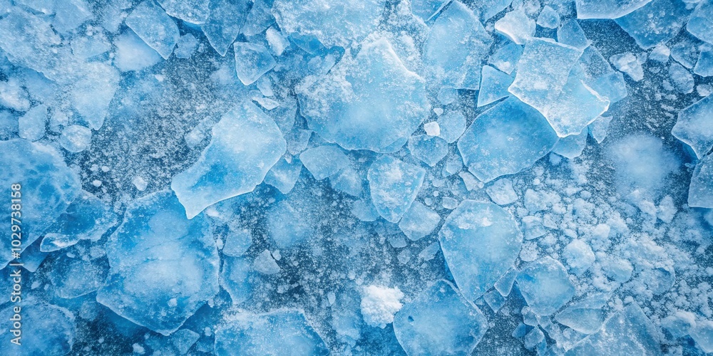 A mosaic of fractured ice, shimmering with a cool blue hue, revealing the intricate patterns of frost and the subtle textures of winter's embrace. A mosaic of fractured ice, shimmering with a cool blue hue, revealing the intricate patterns of frost and the subtle textures of winter's embrace.
